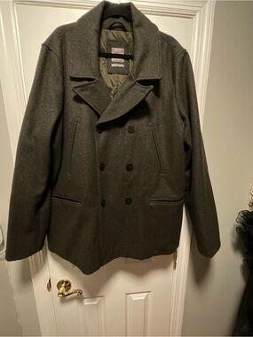 GAP Double-Breasted Peacoat in Charcoal Gray/Deep Olive - Size XXXL - Like New